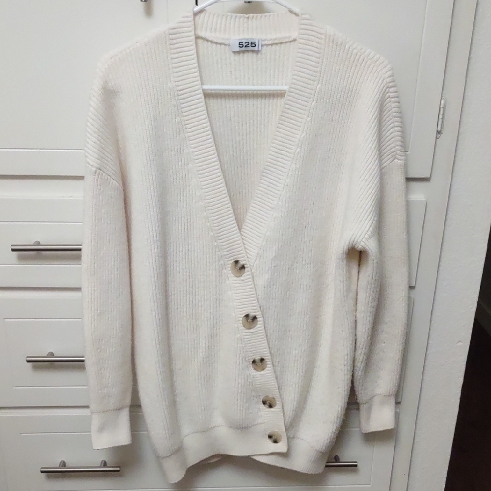525 America Women's Soft Cream Button-Up Cardigan